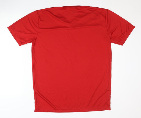 Trigema Men's Red V-Neck Polyester T-Shirt