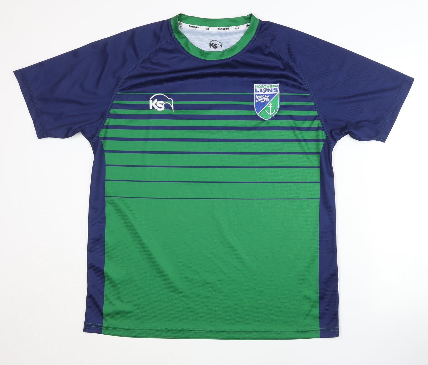 KS Men's Green Rugby T-Shirt L Regular Fit