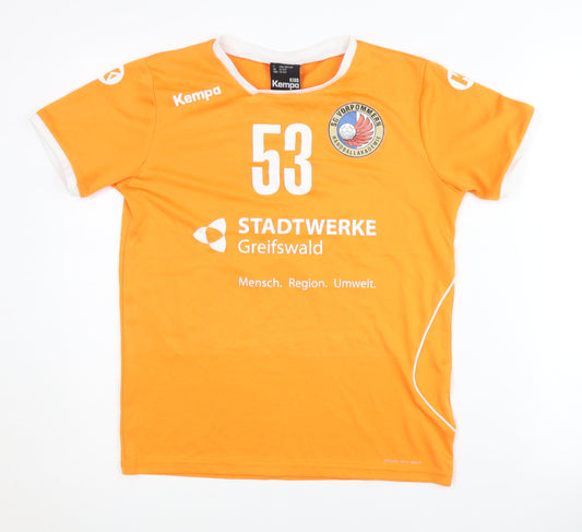Kempa Boys Orange Football Jersey 13-14Y Short Sleeve