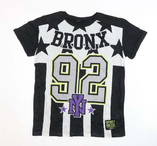 Y.F.K. Boys Black/White Jersey, 11-12 Years, Graphic Print