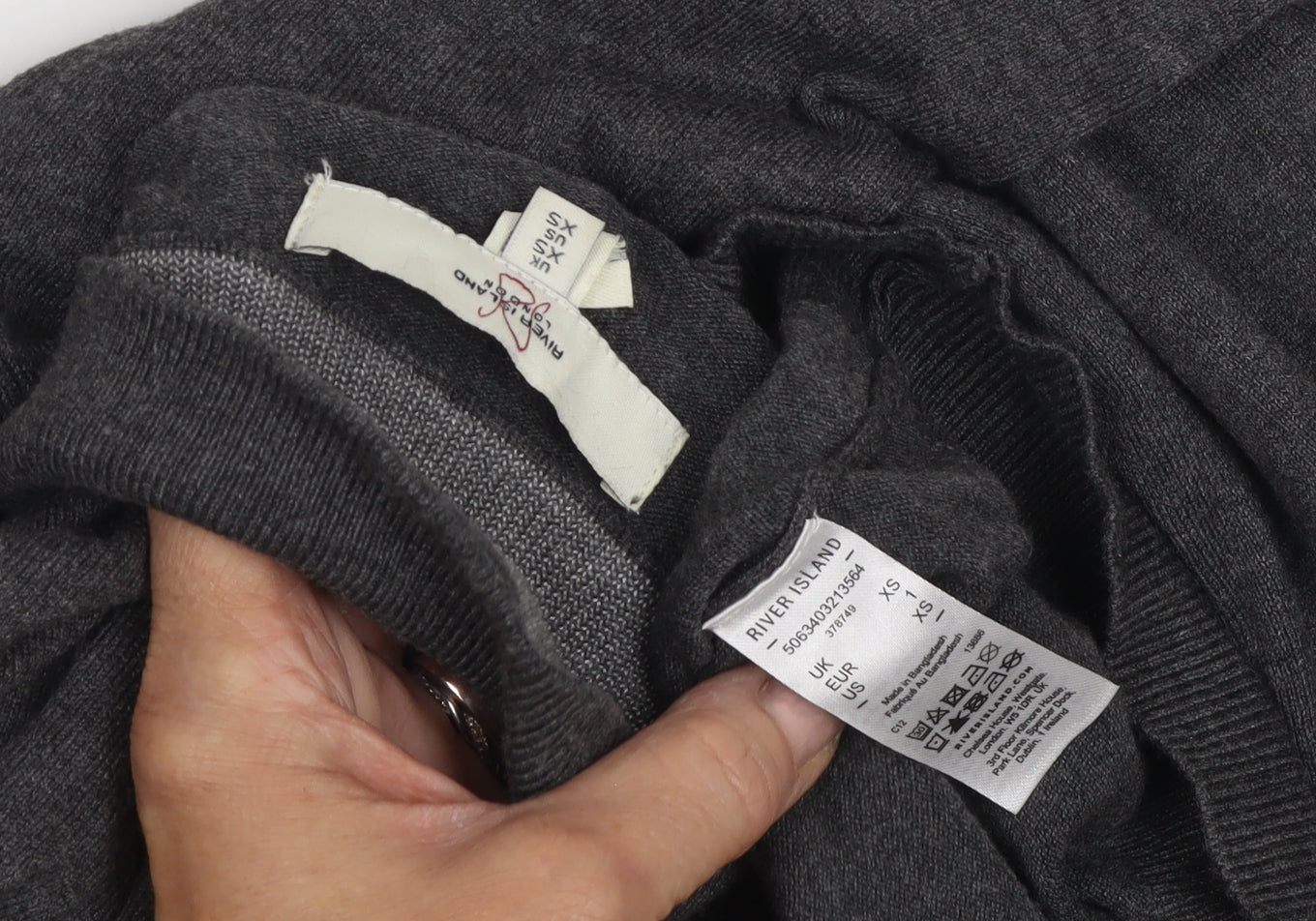 River Island Womens Grey High Neck Jumper XS