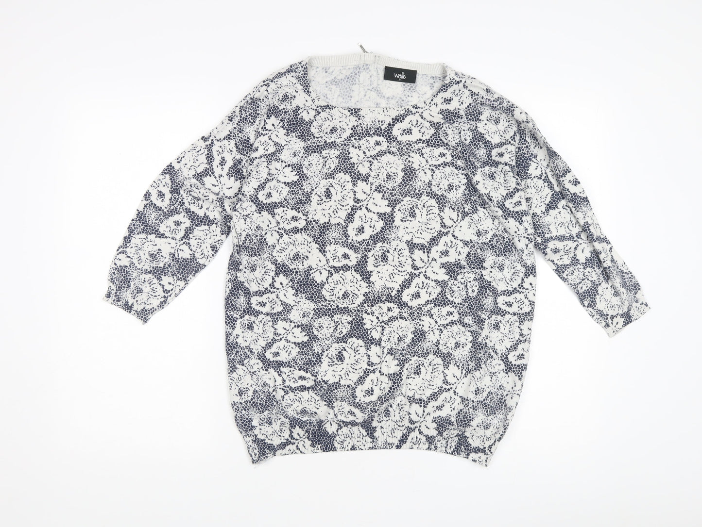 Wallis Women's Blue Floral Pullover Jumper M