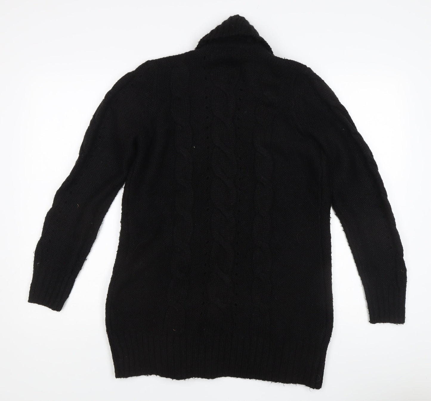 New Look Women's Black Cable Open Front Cardigan Small