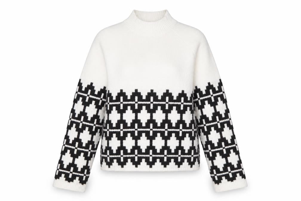 Divided Women's White Geometric Pullover Jumper, S