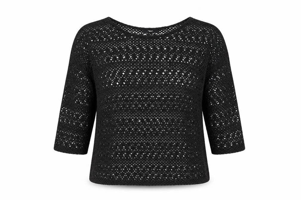 Front view of Next Women's Black Crochet Blouse, size 14