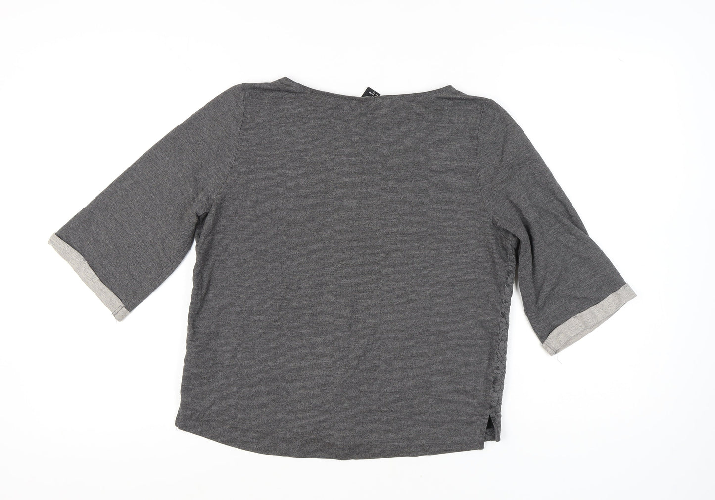 H&M Women's Grey Top - Size 10, 3/4 Sleeve
