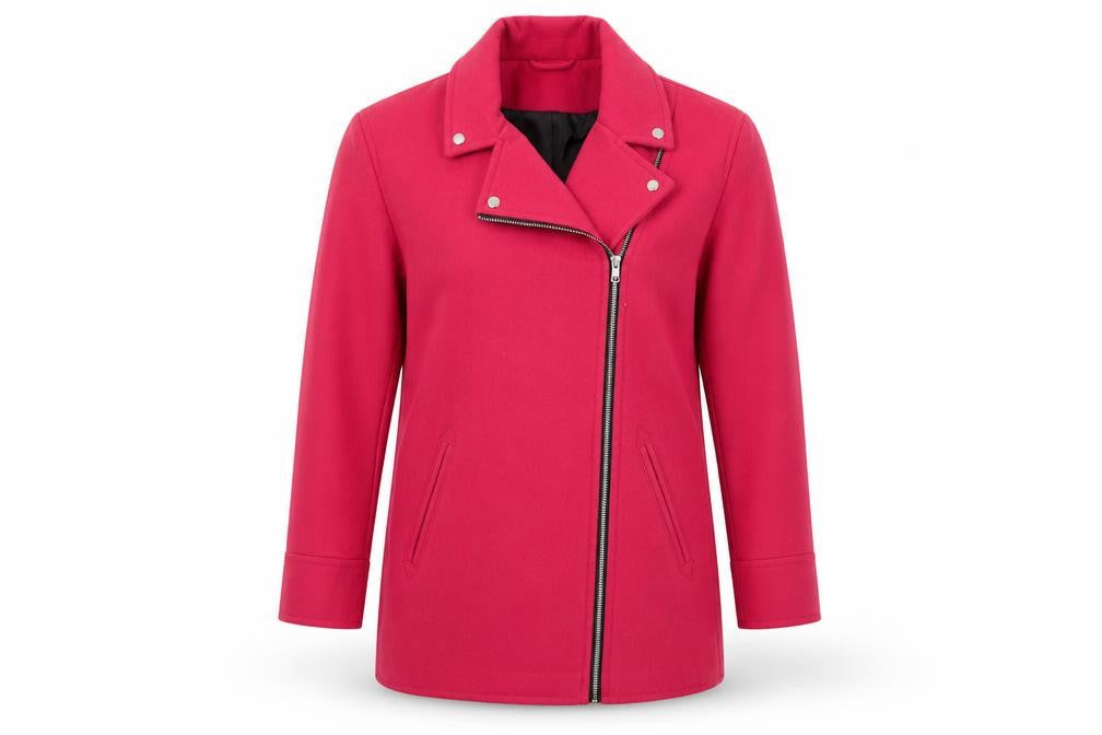 Front view of Atmosphere Women’s Pink Motorcycle Jacket, size UK 8