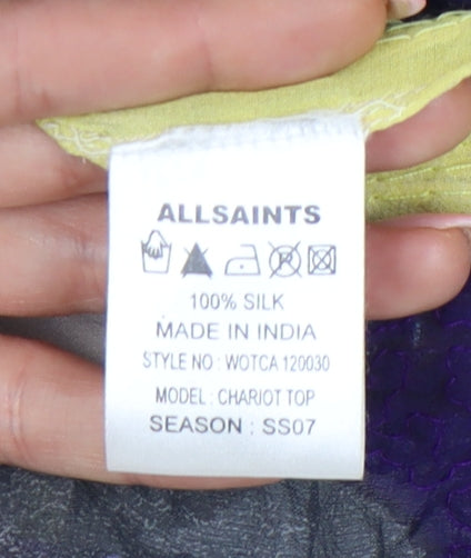 AllSaints Women's Beige Sequin Silk Blouse UK 8