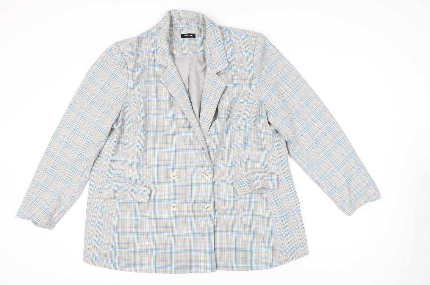 Simply Be Women's Multicoloured Plaid Suit Jacket Size 24