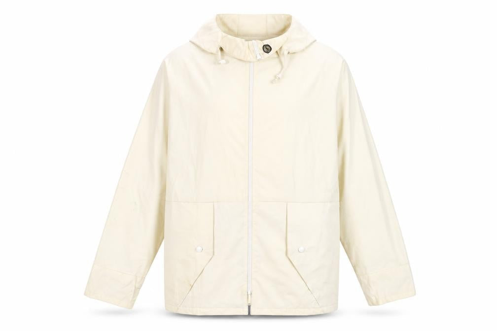 Front view of Emsmorn Men's Beige Waterproof Hooded Jacket M
