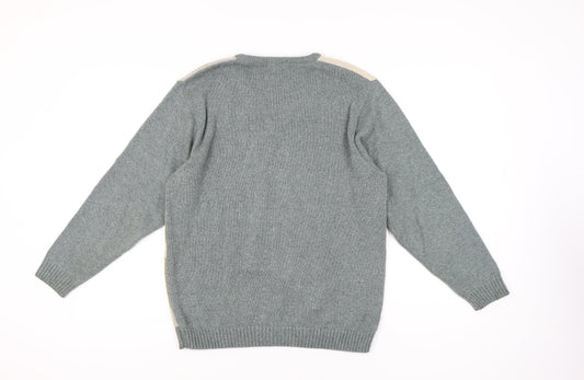 Essentials Men's Multicoloured V-Neck Pullover, Small