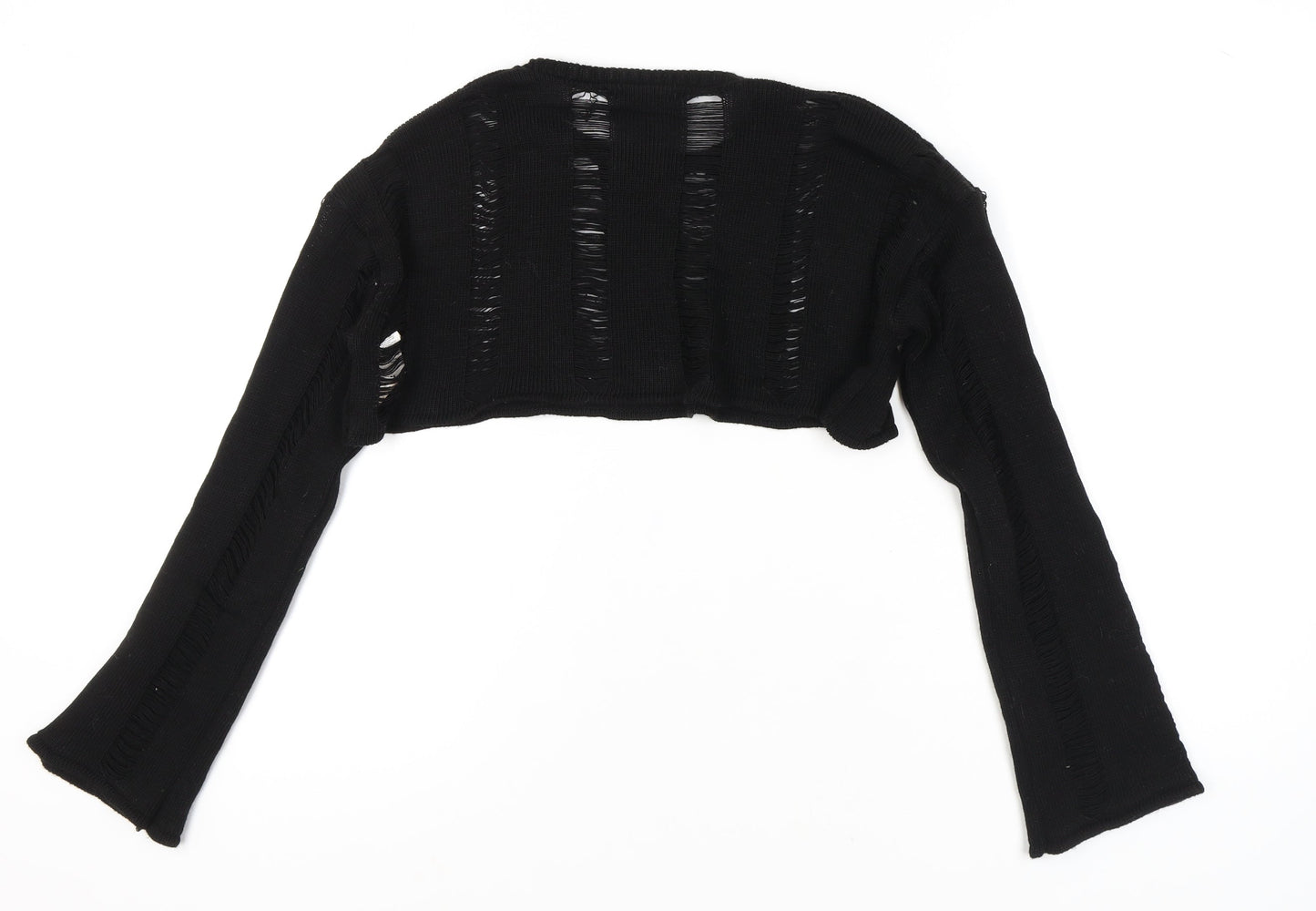 PrettyLittleThing Women's Black Open Knit Pullover M