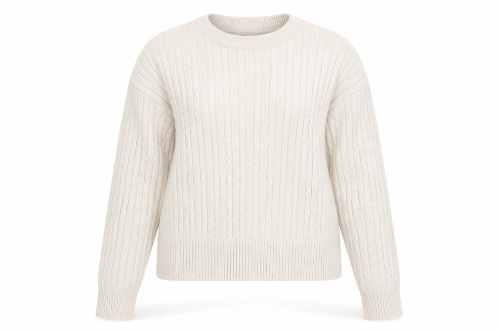 Front view of Cotton On Women's Beige Cable-Knit jumper M