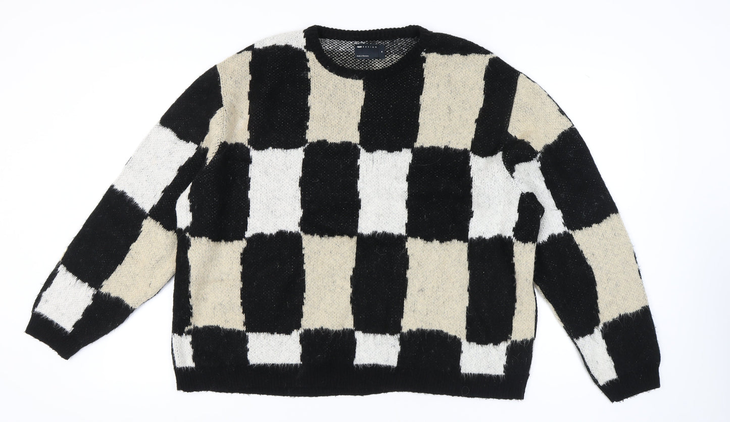 ASOS Black Check Crew Neck Pullover Jumper M