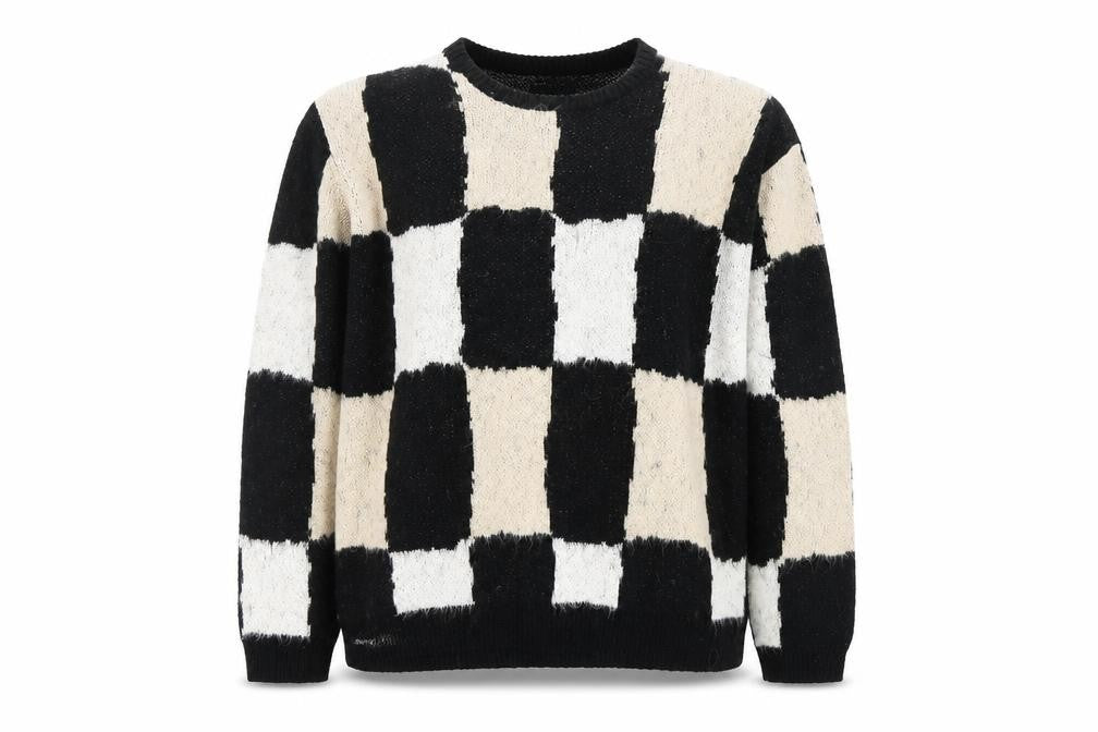 ASOS Womens Black Check Crew Neck Pullover Jumper M