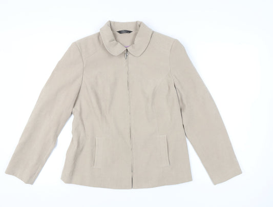 Bm Women's Beige Jacket Size 14 Full Zip Casual