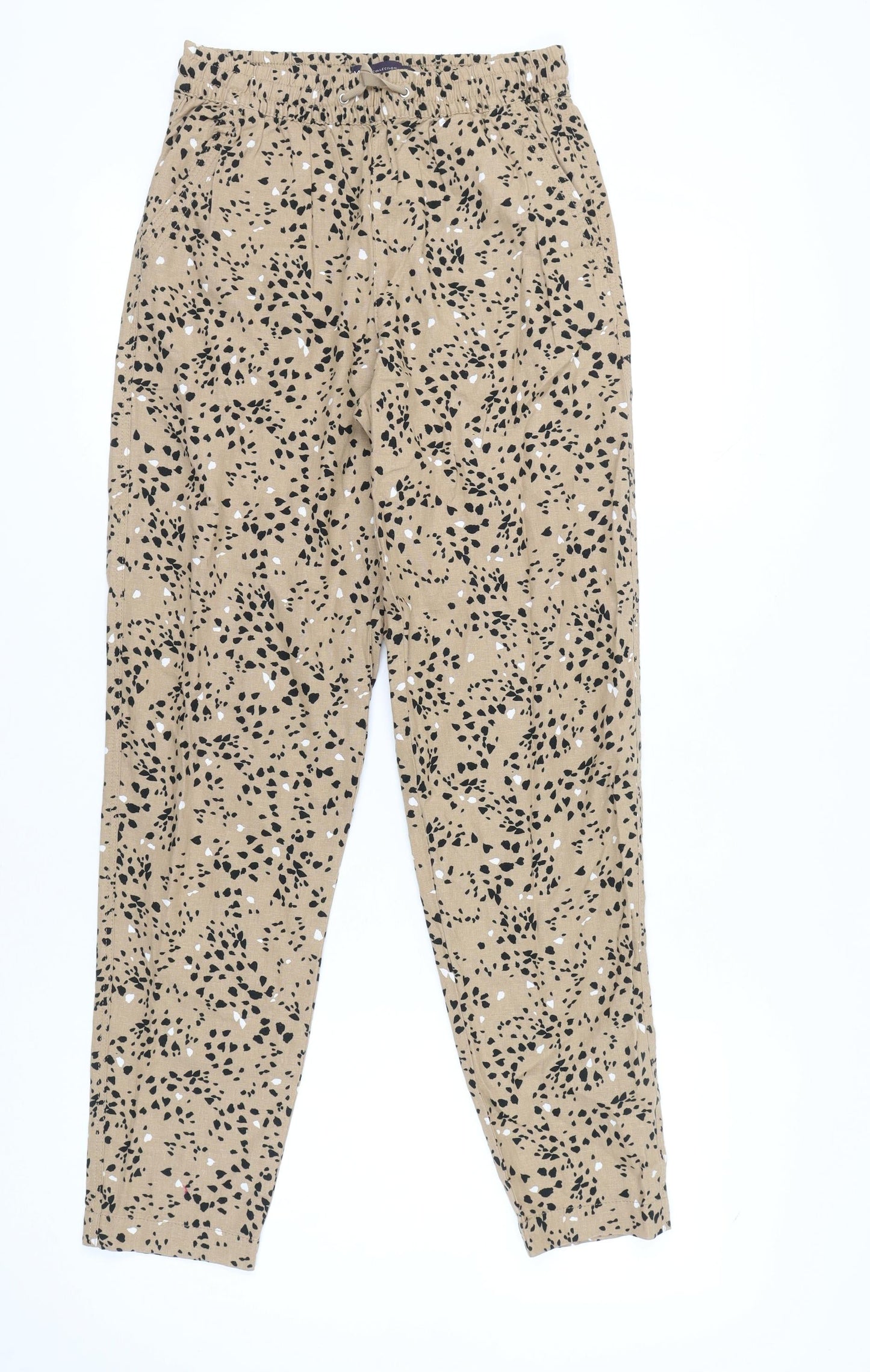 Marks and Spencer Beige Animal Print Trousers, Size 8, Women