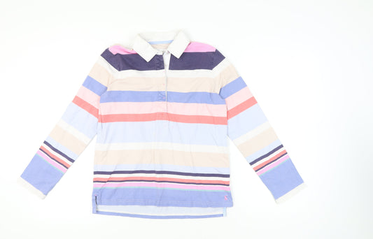 Joules Women's Multicoloured Striped Polo Shirt UK 10