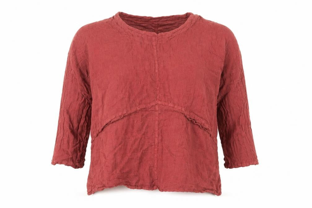Ellamoda Women's Red Linen Blouse, Size S