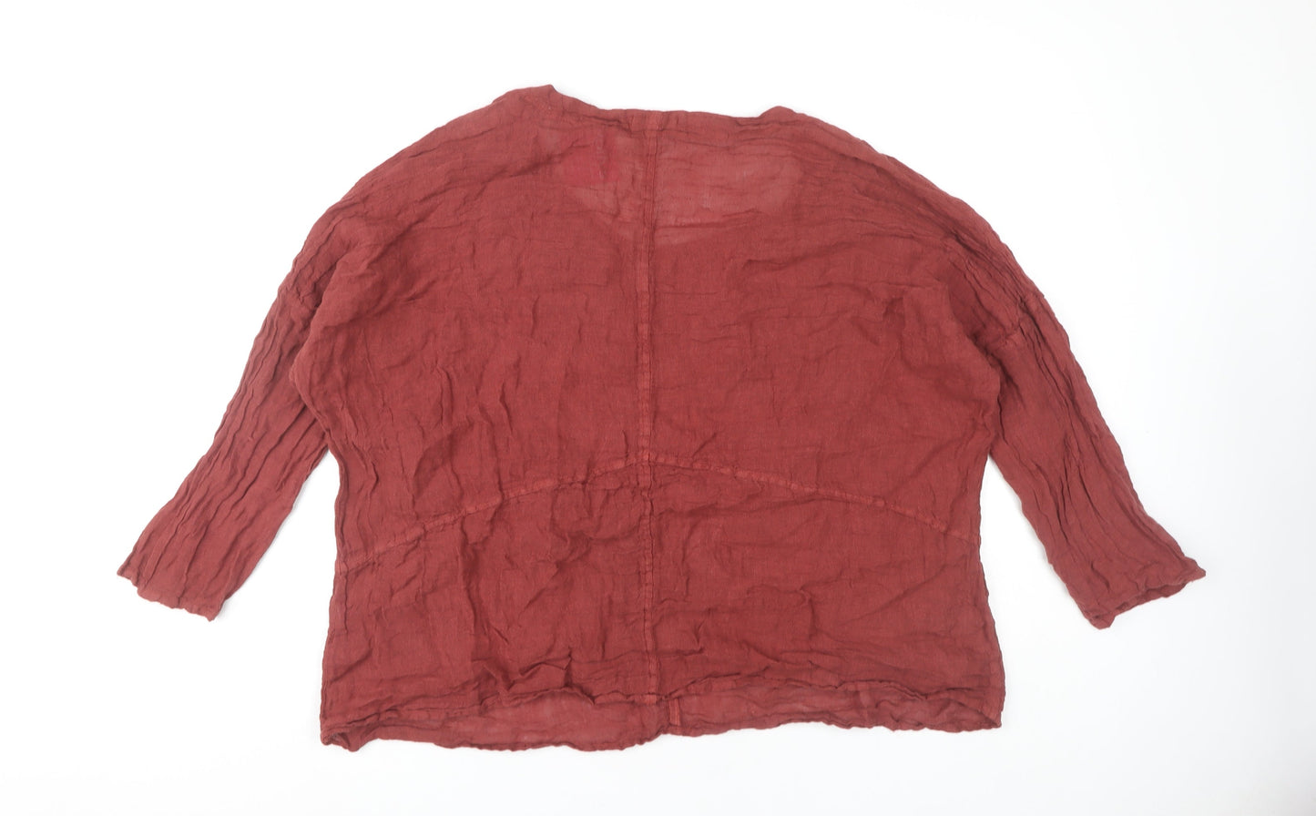 Ellamoda Women's Red Linen Blouse, Size S