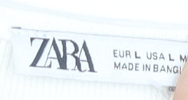 Zara Women's White One Shoulder Cropped Top Large