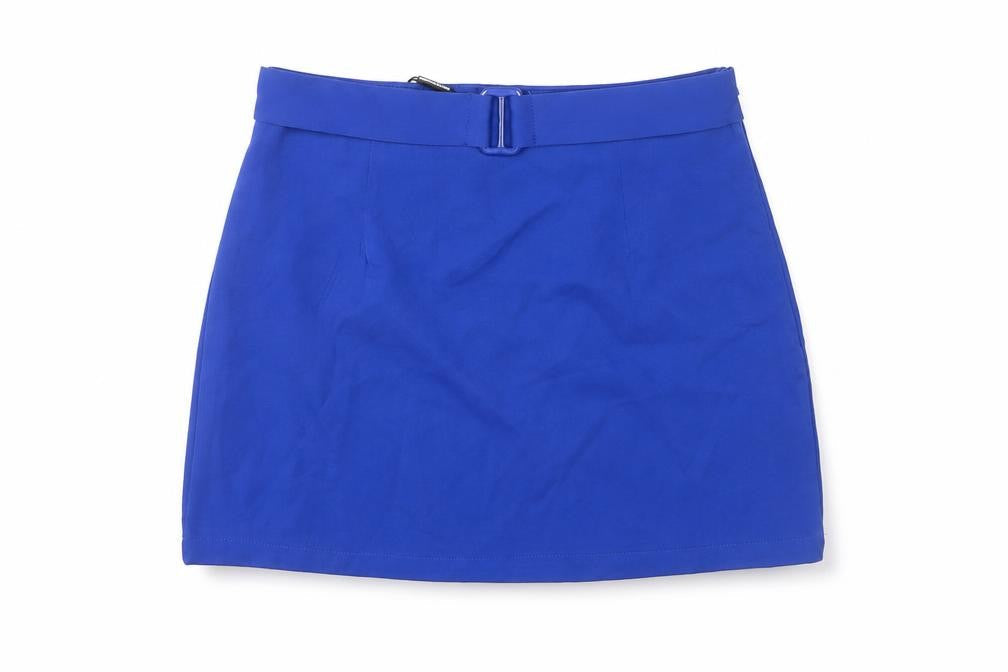 Front view of PRETTYLITTLETHING Women's Blue Mini Pencil Skirt, size 6