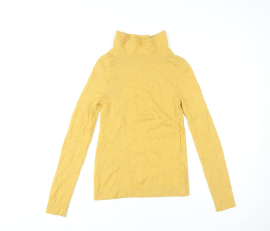 Hobbs Women's Yellow Roll Neck Wool Cashmere Jumper XS