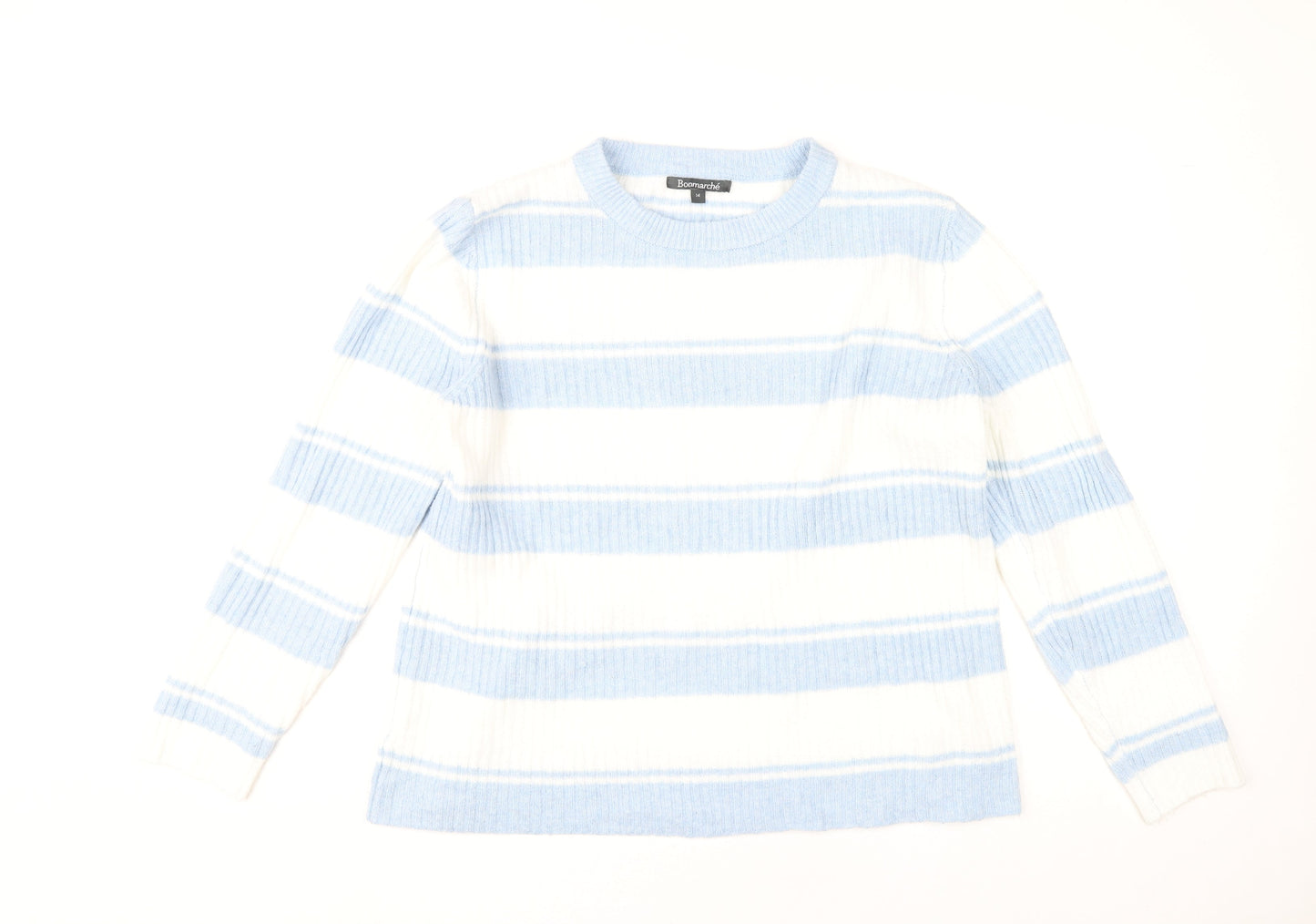 Bonmarché Women's Blue Striped Pullover Jumper Size 14