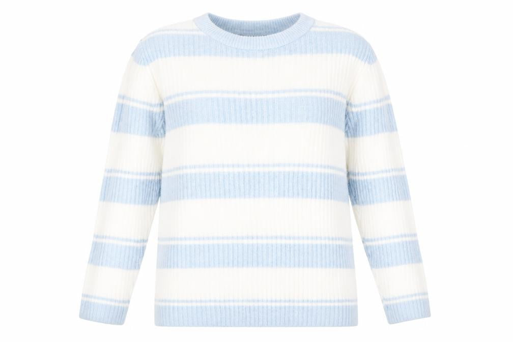 Front view of Bonmarché Women's Blue Striped jumper, size 14