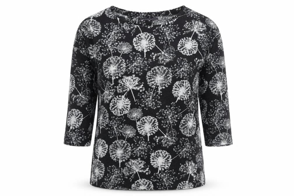 Marks and Spencer Women's Black Floral T-Shirt Size 12