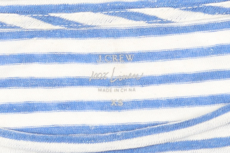 J.Crew Women's Blue Striped Linen T-Shirt XS