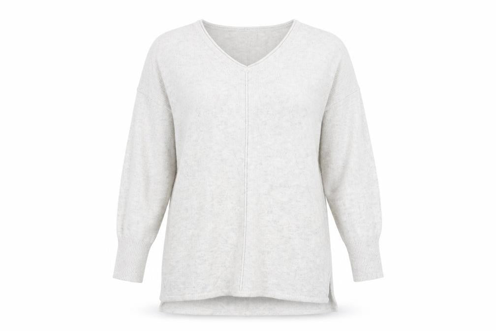 Front view of Next Women's Grey V-Neck Long Sleeve Jumper 12
