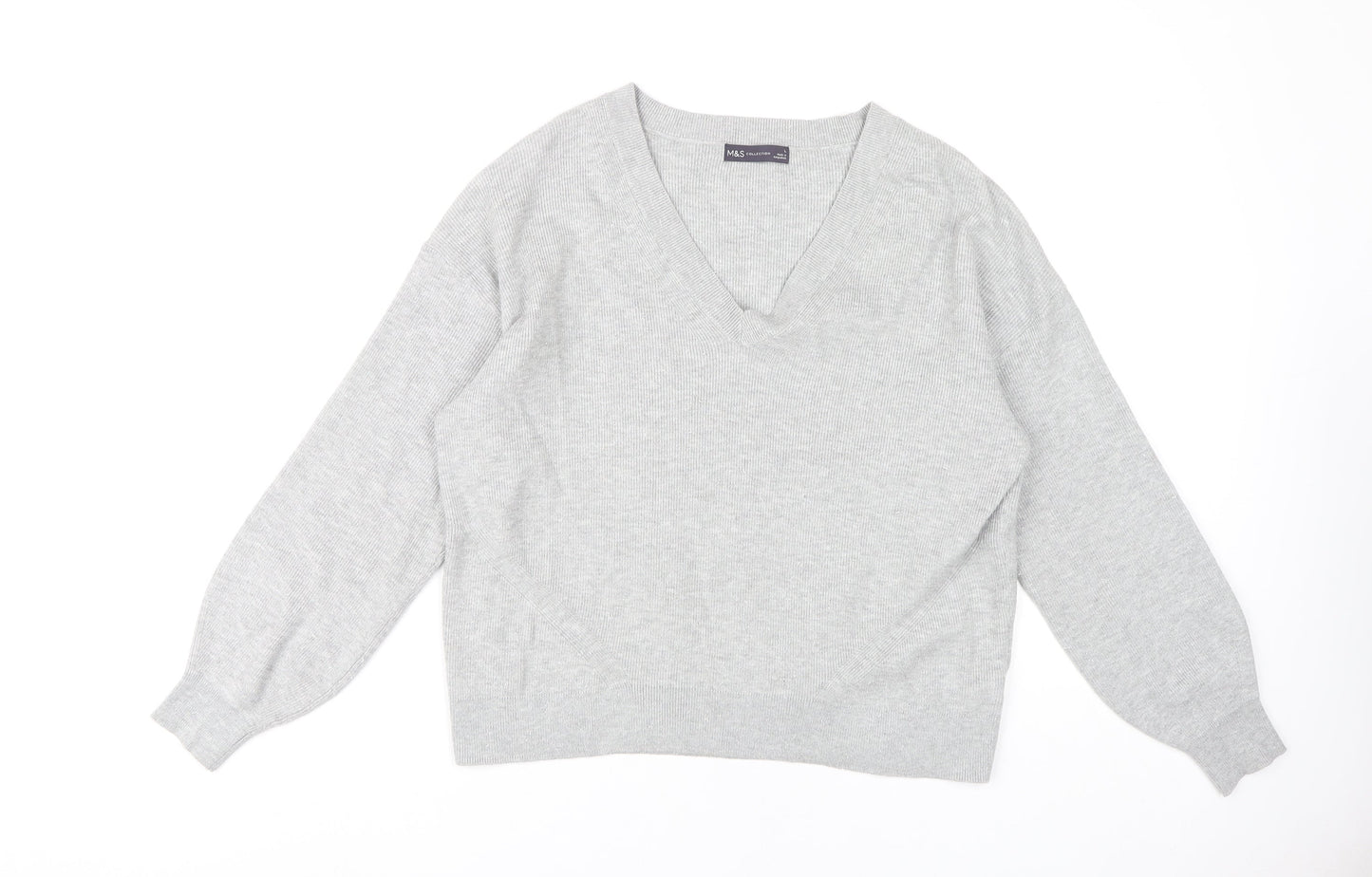 Marks and Spencer Women’s Grey V-Neck Jumper Large