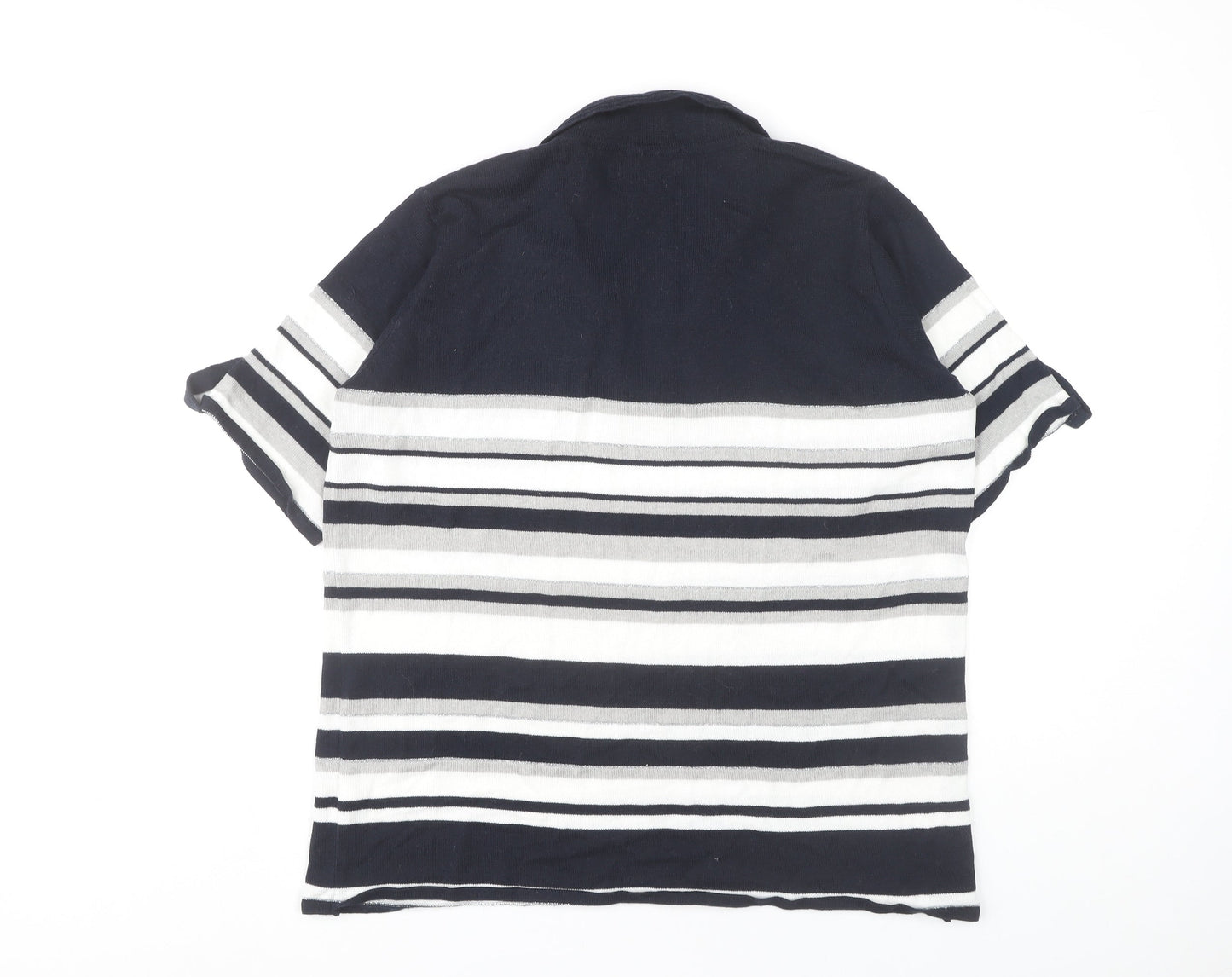 Afibel Women's Striped Polo Top Black White Size 16/18