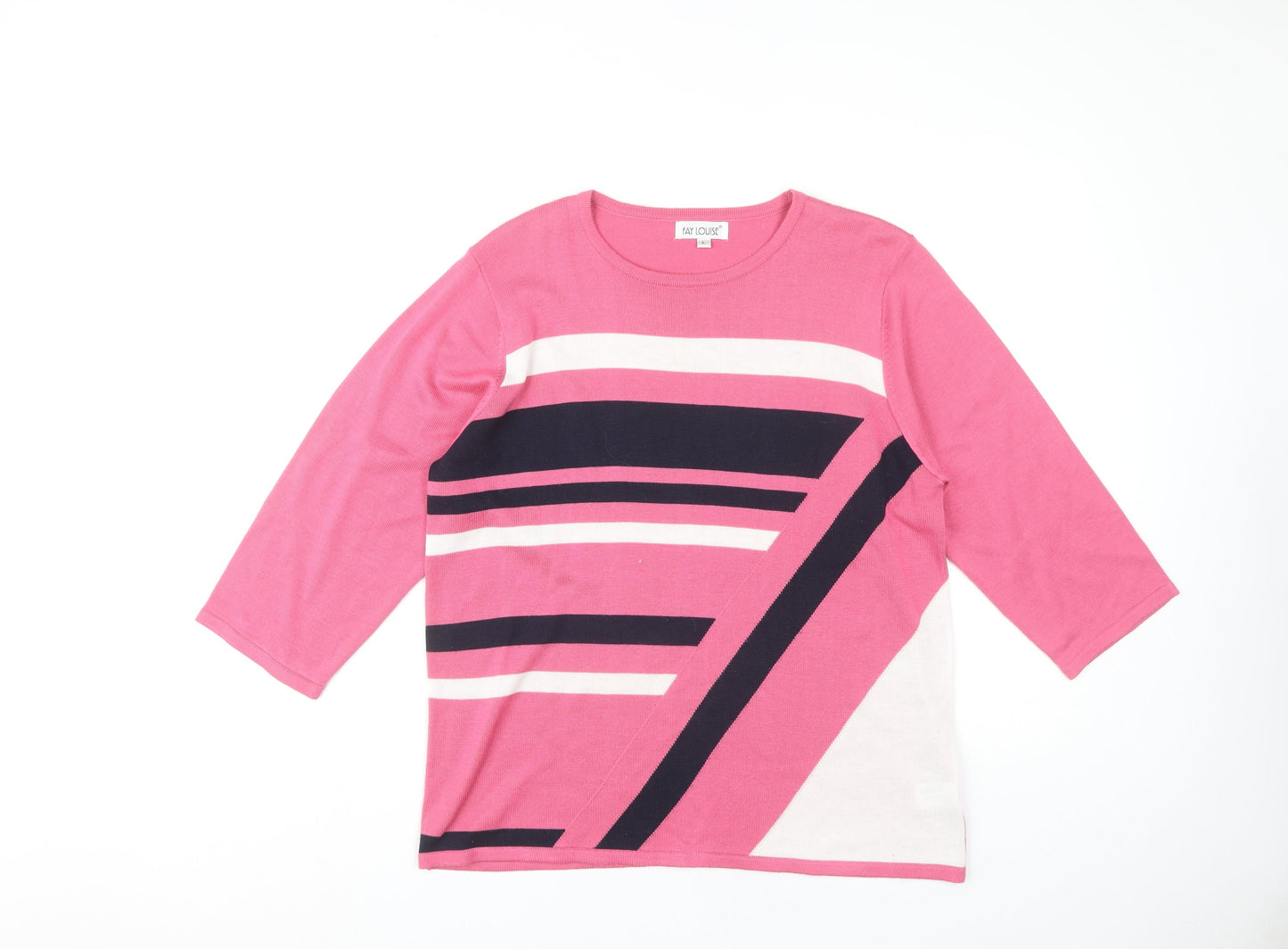 Fay Louise Women's Pink Striped Pullover Jumper L