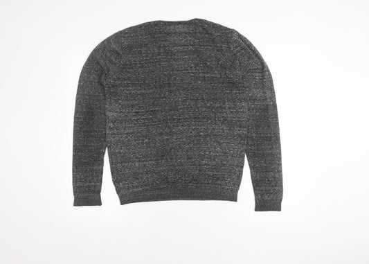Topman Men's Grey Long Sleeve Crew Neck T-Shirt S