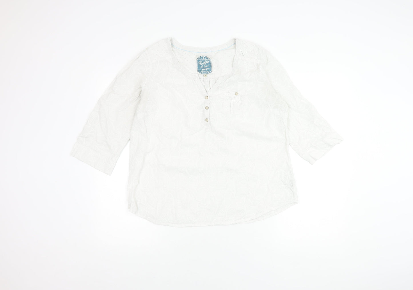 Faithful & True White Women's Blouse - Size 14, Casual