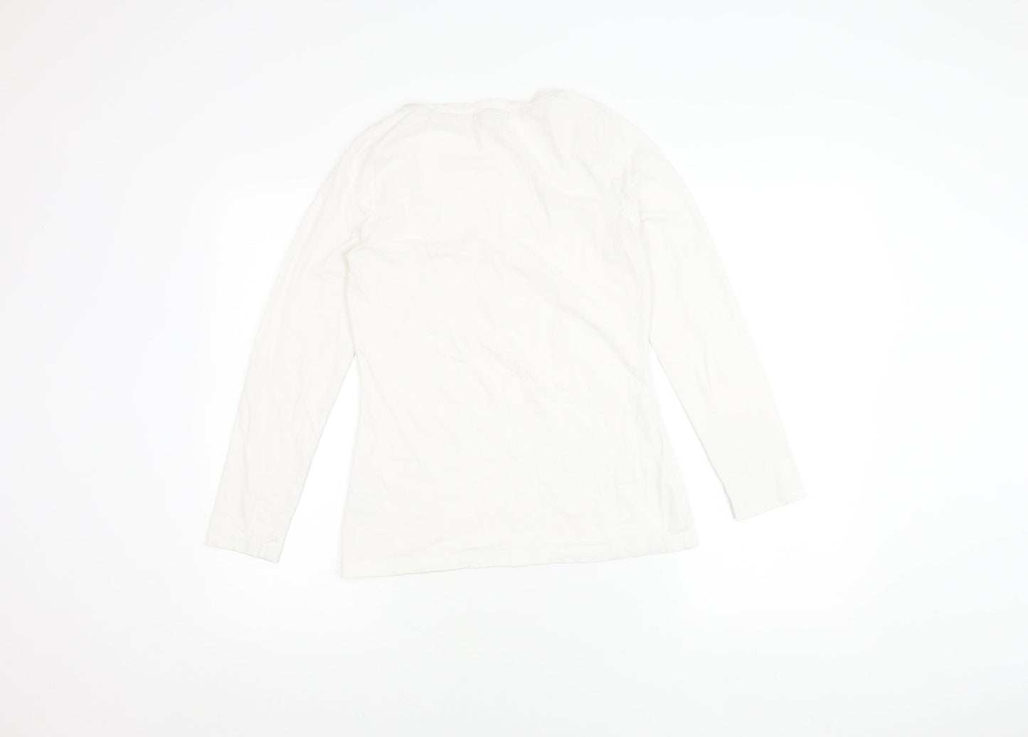 Boden Women's White Long Sleeve Scoop Neck Top