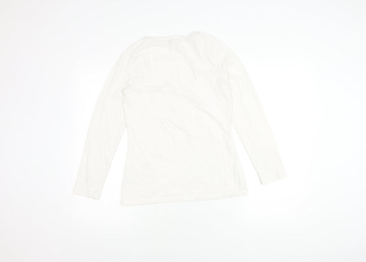 Boden Women's White Long Sleeve Scoop Neck Top