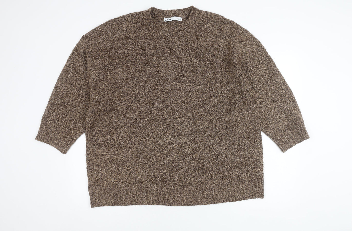 Zara Men's Brown Cable-Knit Pullover Jumper, Size S