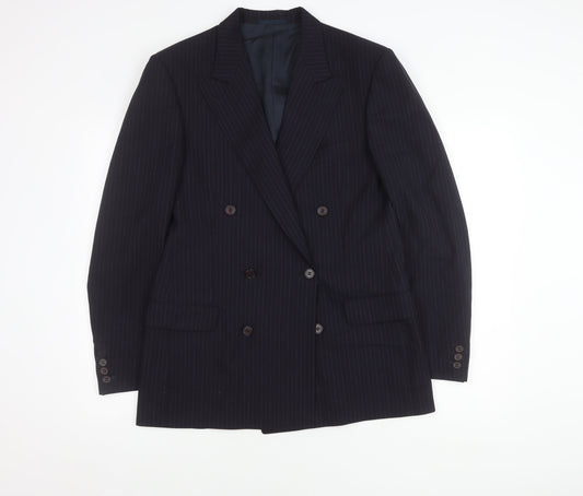 Jaeger Men's Black Striped Wool Blazer 48