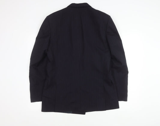 Jaeger Men's Black Striped Wool Blazer 48