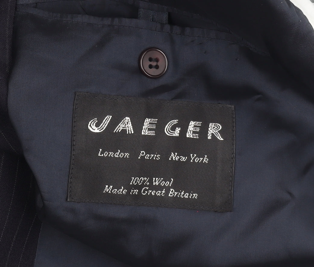 Jaeger Men's Black Striped Wool Blazer 48
