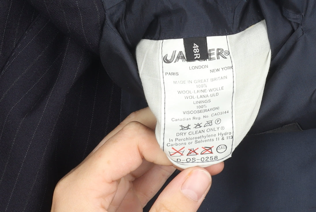 Jaeger Men's Black Striped Wool Blazer 48