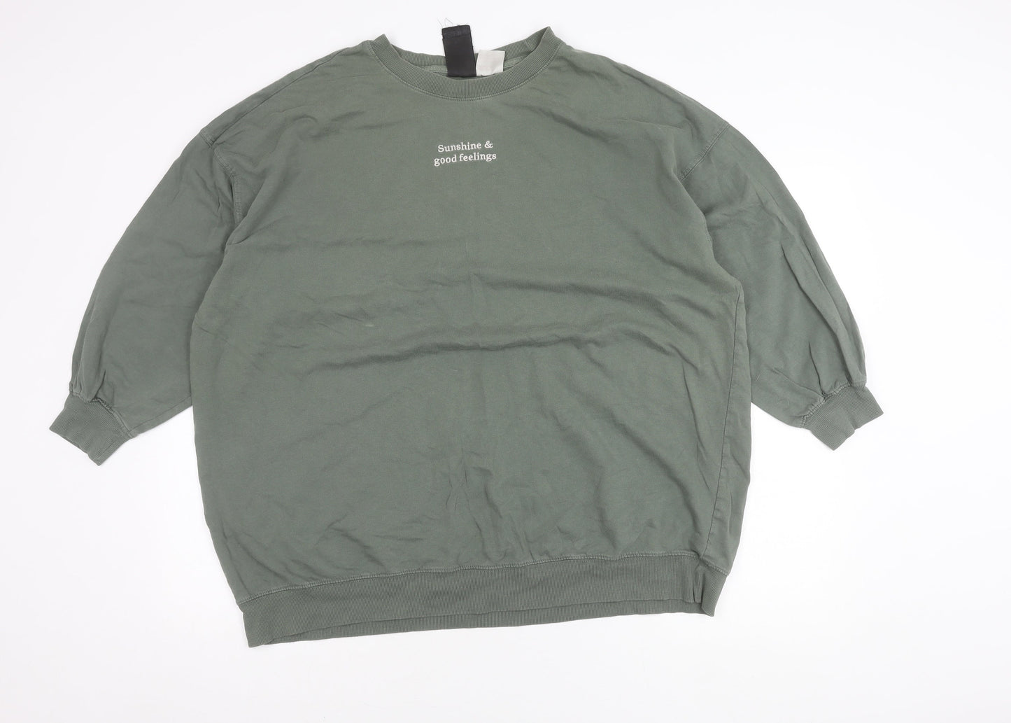 H&M Women's Green XL Pullover Jumper, Casual Cotton