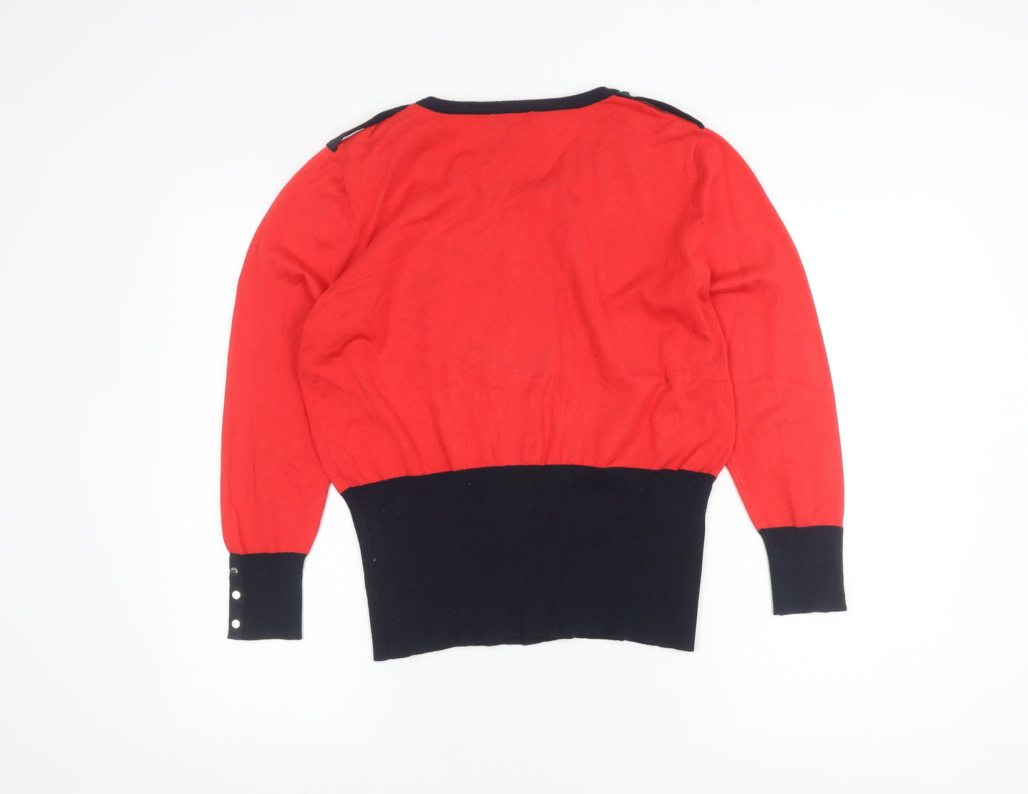 Marble Women's Red Cardigan - Size 12, Button Accent