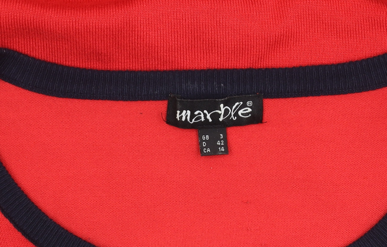 Marble Women's Red Cardigan - Size 12, Button Accent