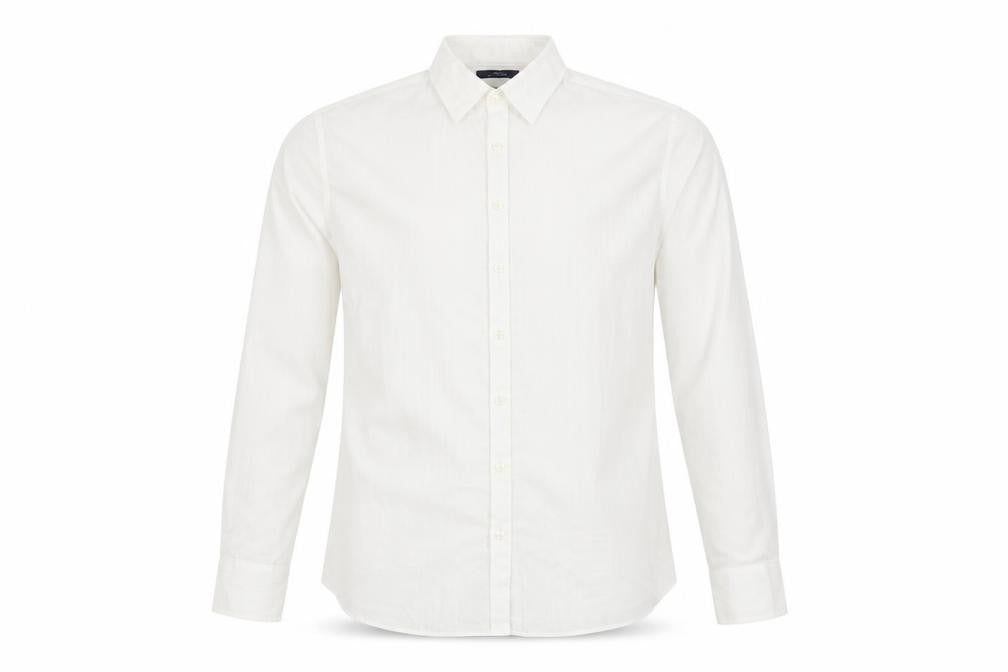 Lands' End Men's White Cotton Button-Up Shirt