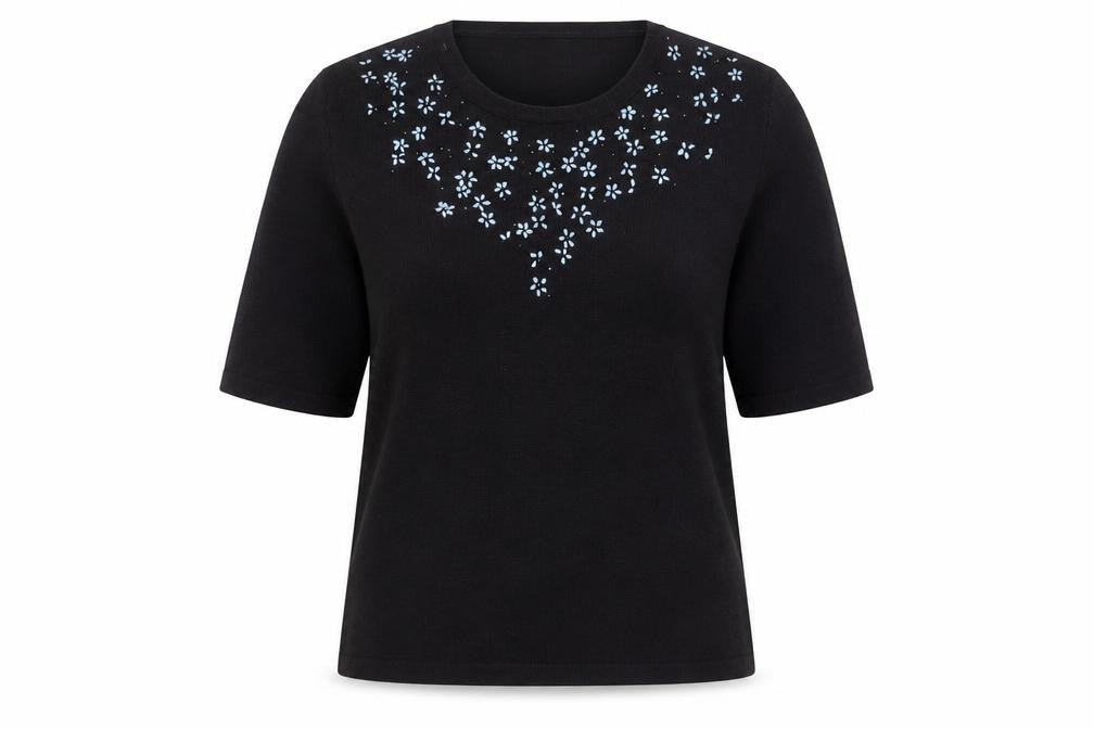Marks and Spencer Women's Black Floral Knit Top Size 16