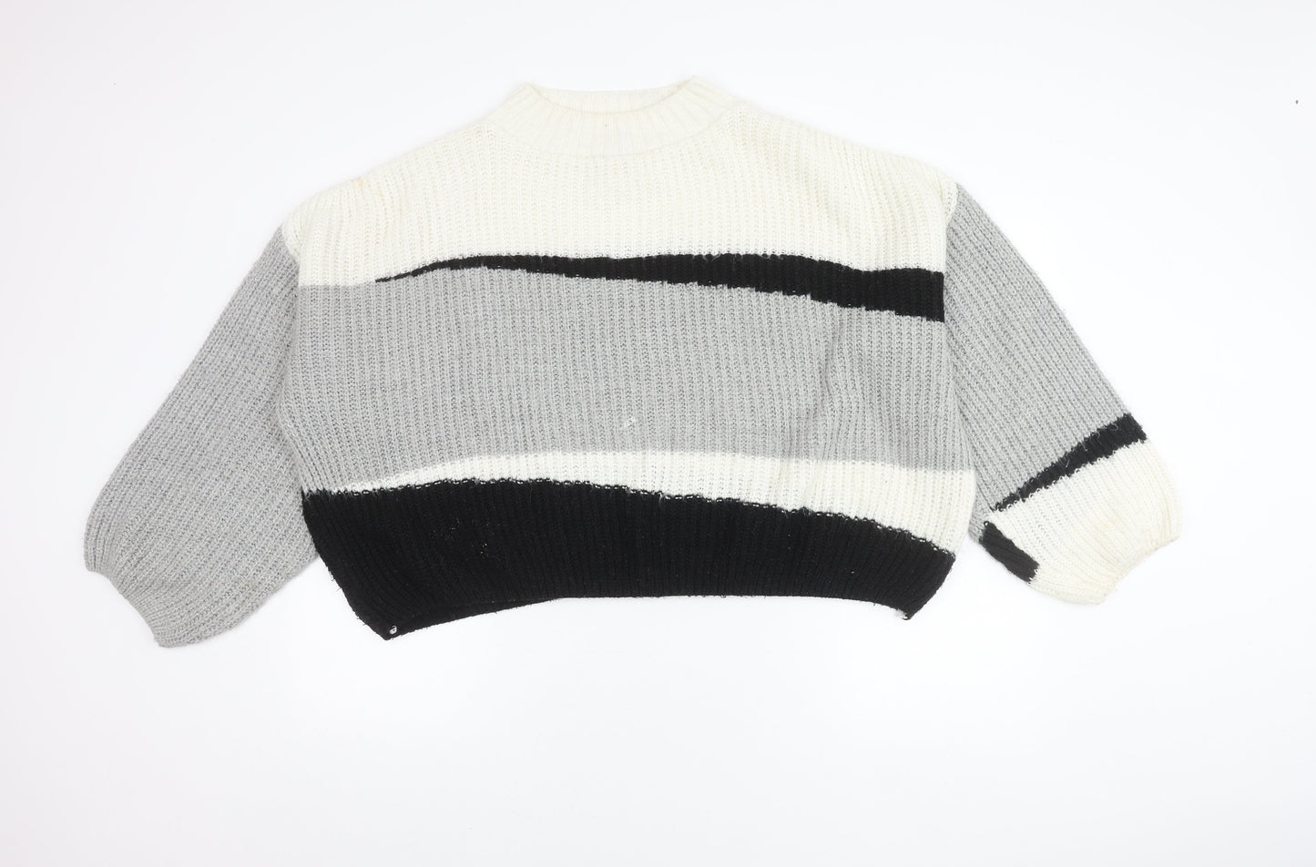 Topshop Women's XL Striped Jumper in Black, Grey, White